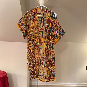 Colorful Lattice Print Open Cardigan